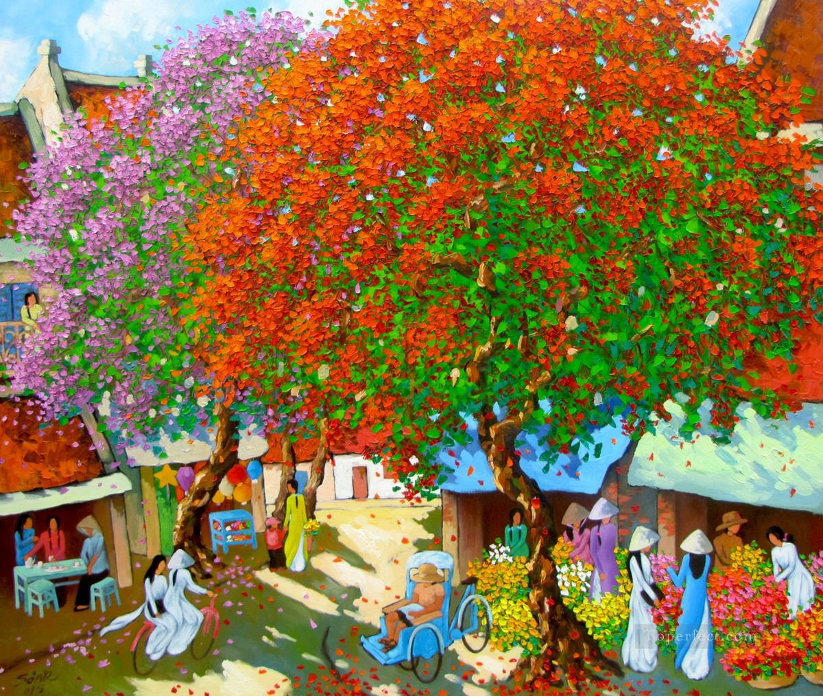 In Spring Vietnamese Asian Oil Paintings